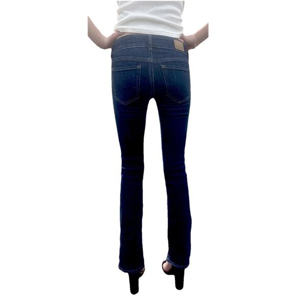 American Eagle Woman Sz 00 24x28 Jeans Low Rise Flare Dark Demin Flare Stretch - Picture 3 of 12